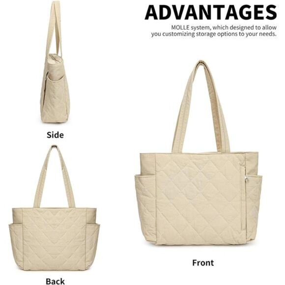 " NEW Women's Quilted Fluffy Handbag - Lightweight, Travel/Work Shoulder Bag" - Picture 3 of 8